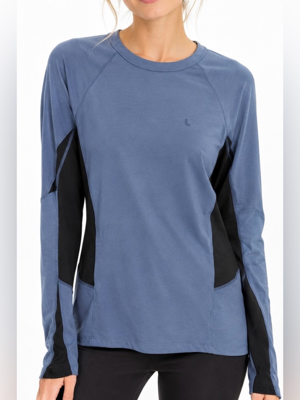 Lole Merino Wool Blend Baselayer Top Blue Black Small Drirelease Gorpcore
